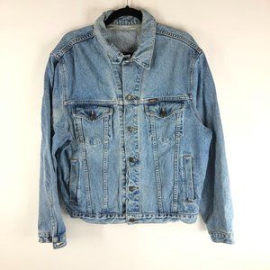 Easy Mens Vintage Denim Jacket Retro Trucker Medium Wash Blue XL
